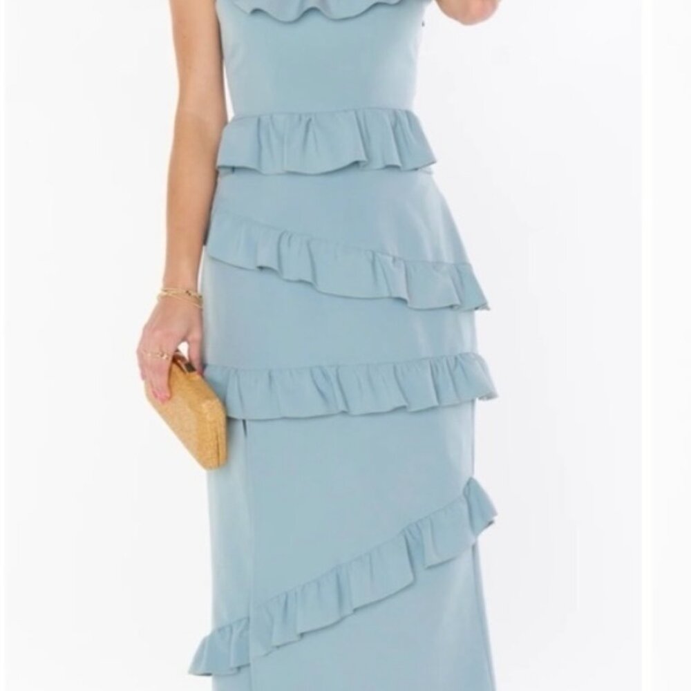 Show Me Your Mumu Women's Greta Dress‎ in  Silver Blue Stretch Size S